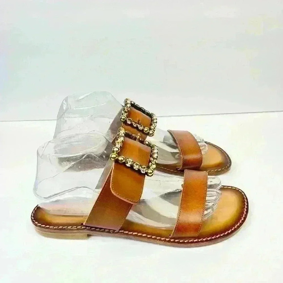 Emanuele Crasto Cuoio (brown) Leather Slides Size 9 Euro 39 - Picture 2 of 10